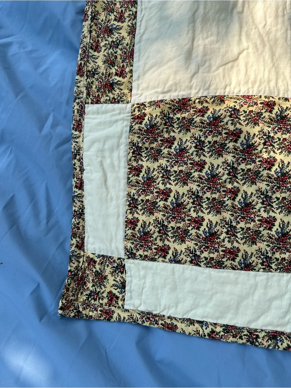 Vintage Handmade Patchwork Quilt Checkerboard. Cottagecore. Rustic.Granny. 50x33